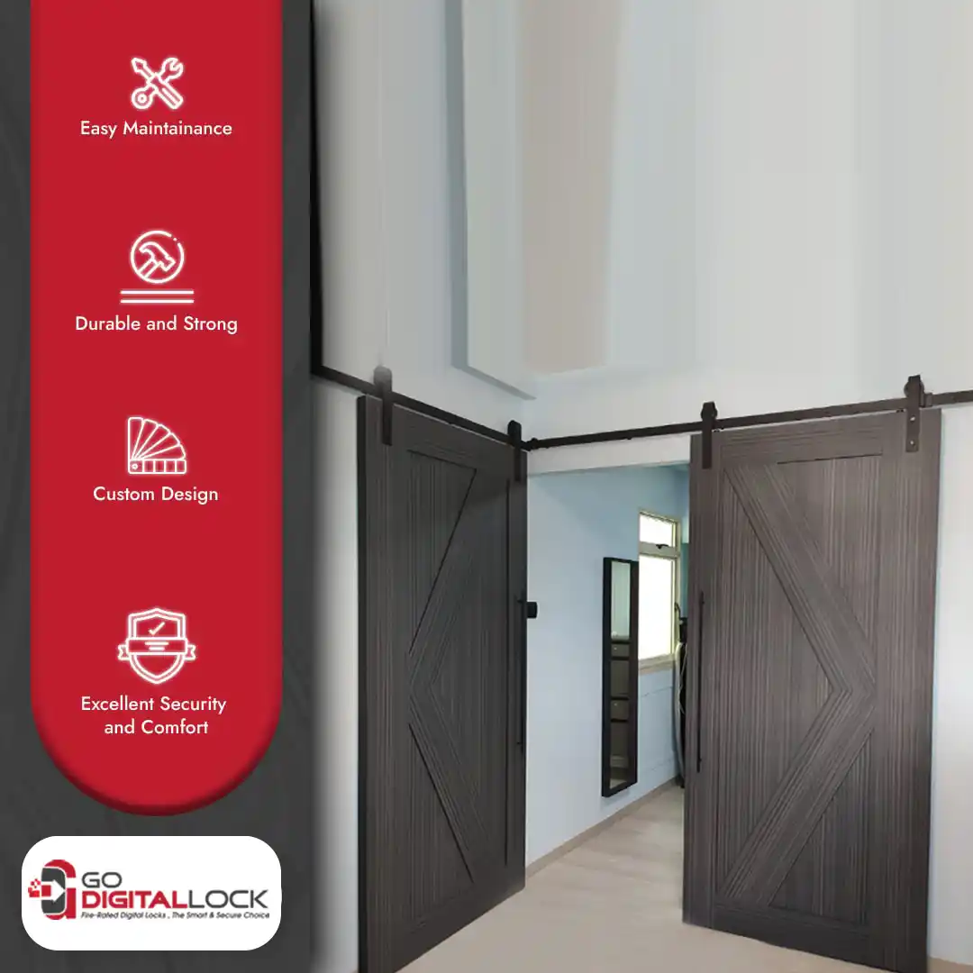 Sliding Barn Door with Visible Track for Toilet - Image 2