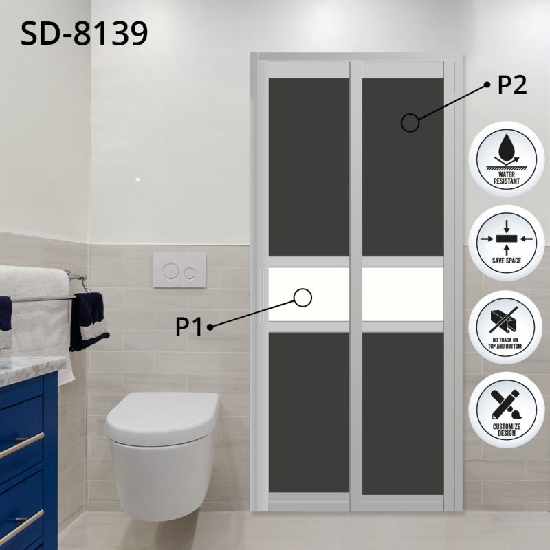 Slide-and-swing-toilet-door