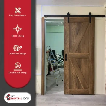 Exposed Sliding Barn Door for Bedroom